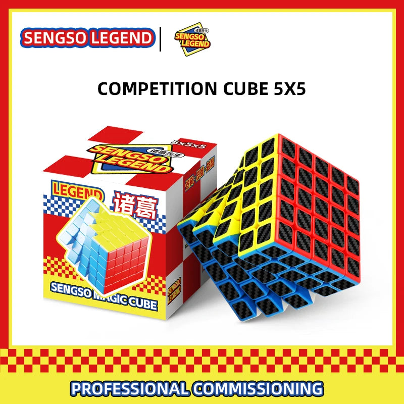 sengso Speed Cube 3x3 | Carbon Fiber Sticker Cube - Leichtgängiger Würfel Professioneller Schneller Puzzle-Würfel für Wettkämpfe Kinder & Erwachsene