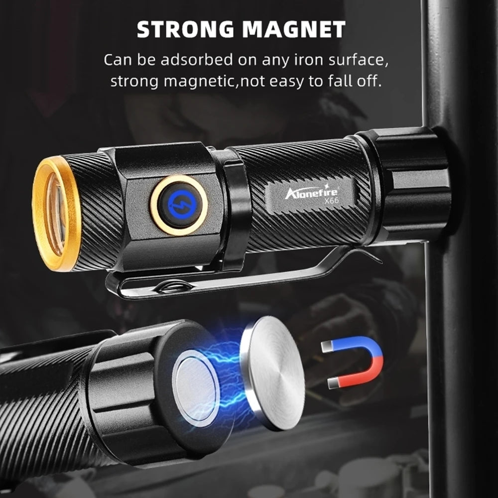 Mini Flashlight High power LED Palm Light Usb Rechargeable Pocket Outdoor Hiking Travel Home Magnet Work lamp Gift Small Torch