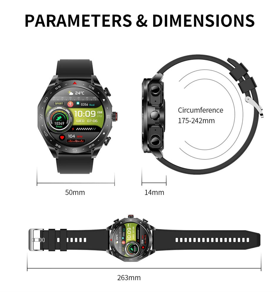 LIGE Avec écouteurs Bluetooth Casque Smartwatch Femme Moniteur d'activité Montre de sport Homme Étanche Montre intelligente Écran AMOLED