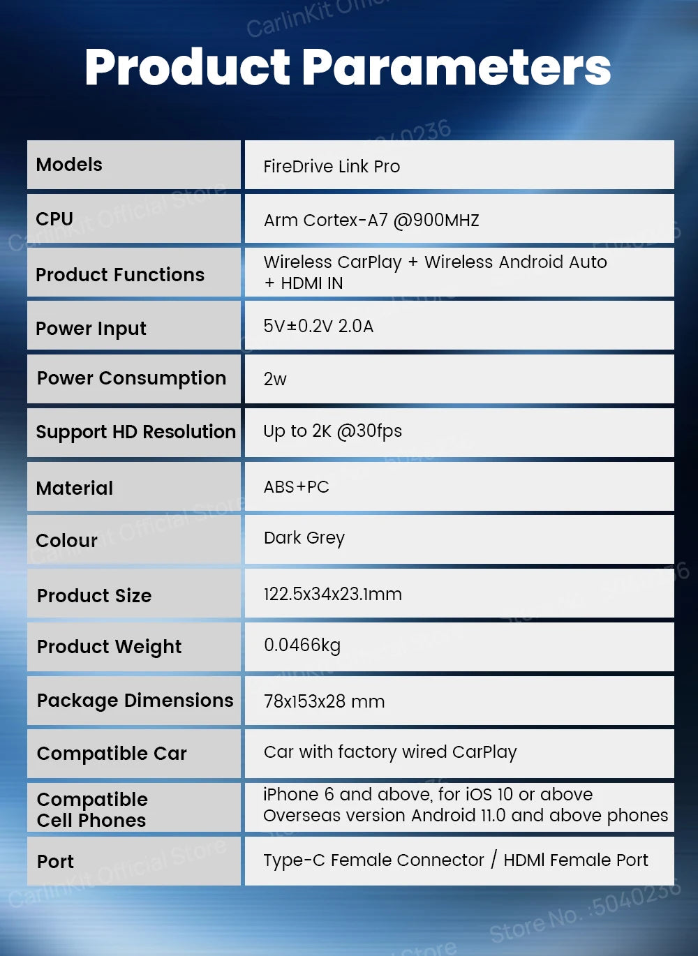 Adaptateur sans fil 3-en-1 CarlinKit FireDrive Link Pro Wireless Android Auto CarPlay HDMI Pour Fire TV Stick Lite/Max/HD Lire des vidéos