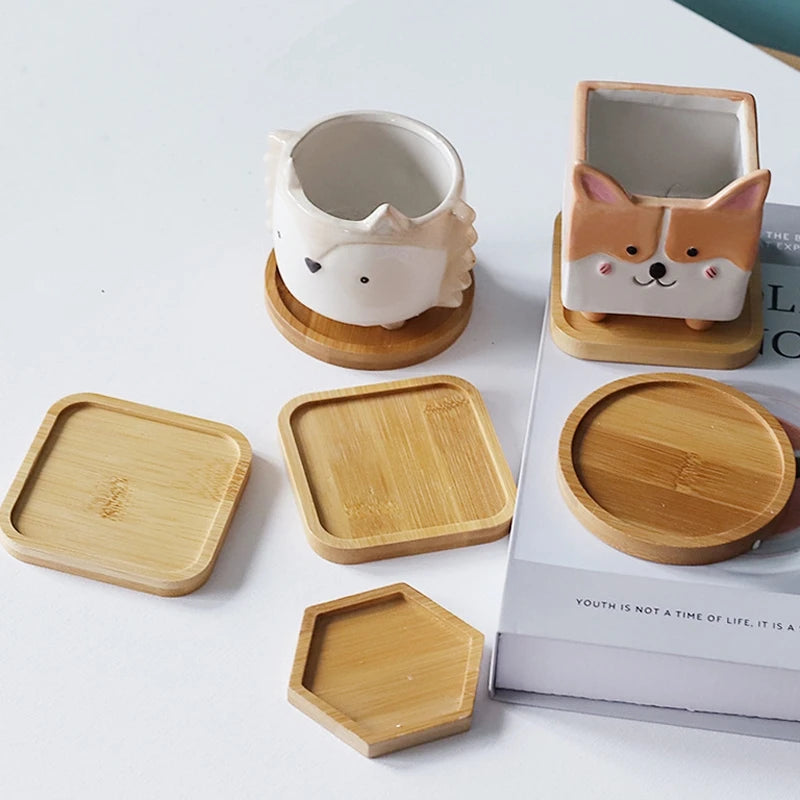 Multi Bambus Tablett Holzuntersetzer Blumentopfuntersetzer Tassenuntersetzer Untersetzer Teller Küchen Deko Teller Kreativer Untersetzer Kaffeetassenmatte