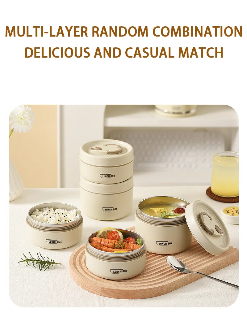 Thermische isolierte Bento-Brotdose und Tasche Thermos-Brotdose für warme Speisen Behälter Edelstahl Essenszubereitung luftdichter Behälter