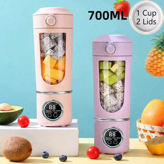 Nouveau Blender Mixeur Portable pour Smoothies Shakes 700ML Plusieurs Couleurs 12 Lames Mélange Rapide Bouteille et Presse-Agrumes 2 en 1