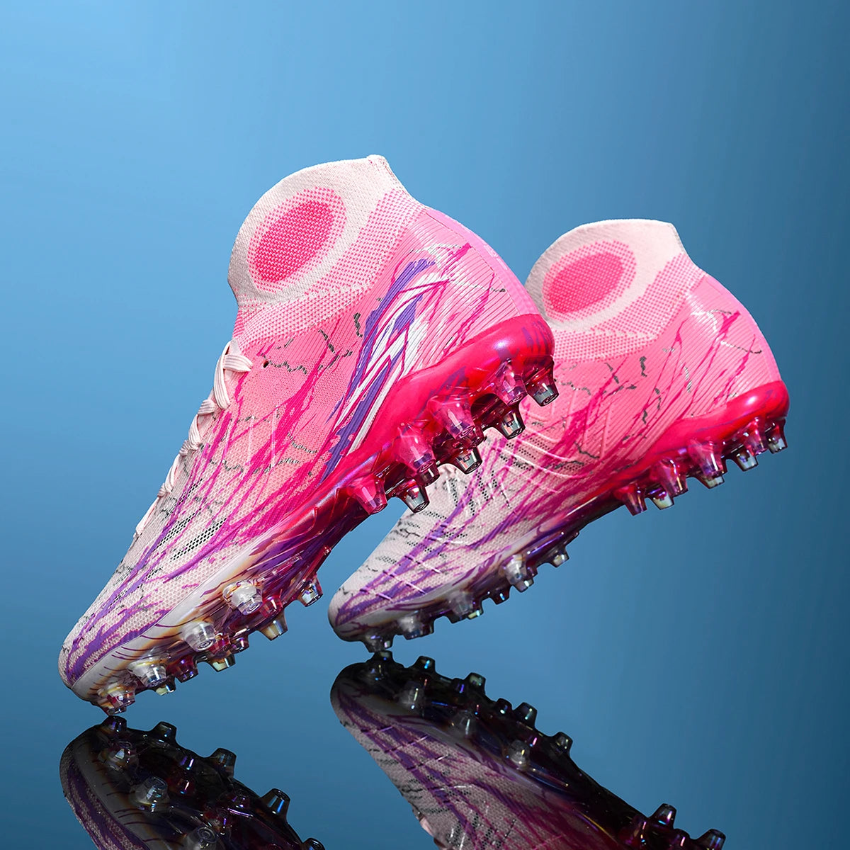 Chaussures de football montantes respirantes à semelle électroplaquéeLes crampons longs FG offrent une adhérence et une durabilité super puissantes