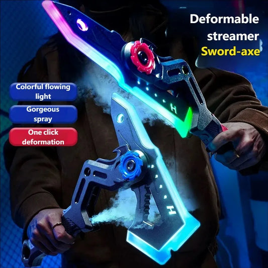 Outdoor-Spielzeug Leuchtendes Schwert Axt Mehrfarbige Blitz-LED-Licht-Streamer Cosplay-Schwert-Spielzeug Party Familien-Interaktives Spielzeug für Kinder und Erwachsene