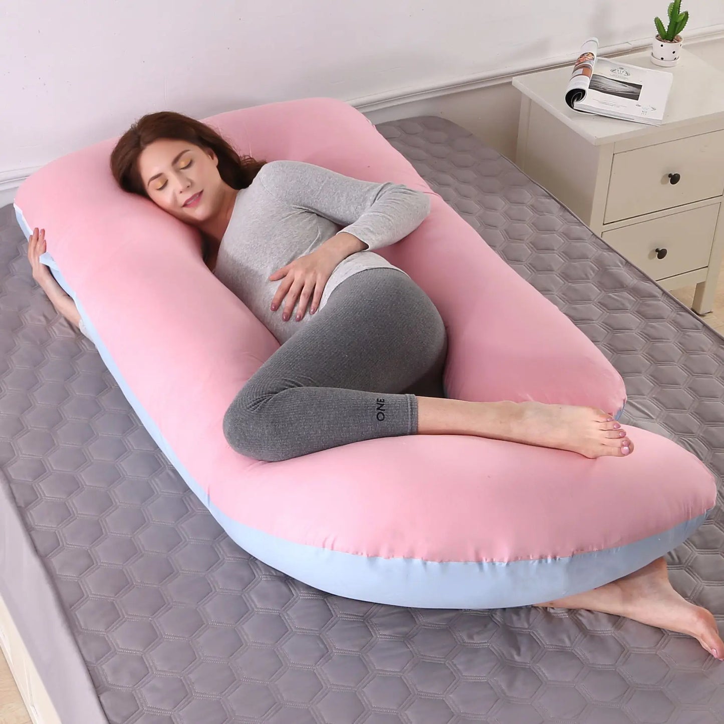60-inch Full Body Pillow, Maternity Pillow, Maternity Full Body PillowwithPillowcase,Full Body Pillow with Back, Leg.(135X75X60）