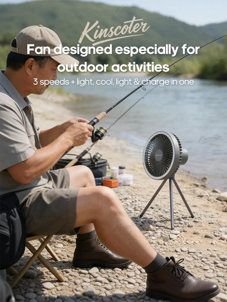 10000mAh 4000mAh Camping-Ventilator Wiederaufladbarer Tischventilator Tragbarer Zirkulator Kabelloser Deckenventilator mit Powerbank LED-Beleuchtung
