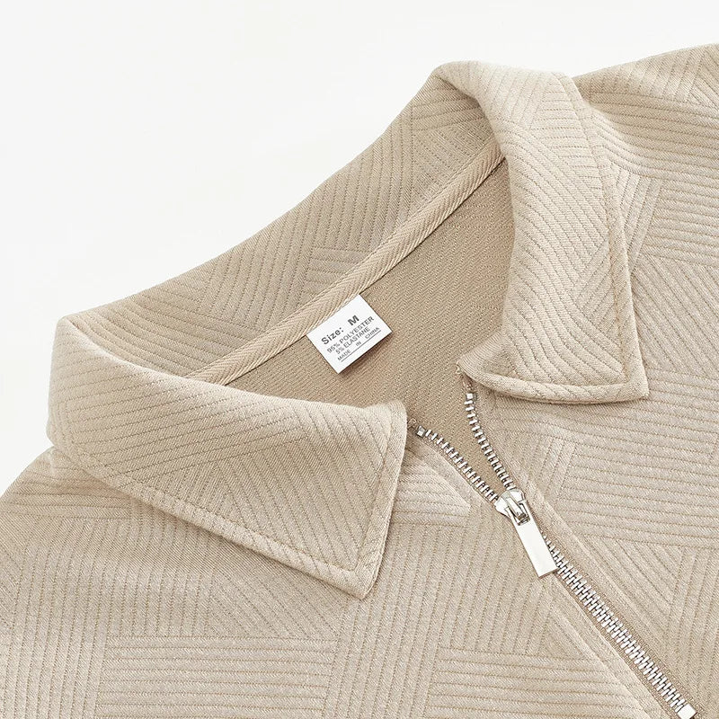 24 grenzüberschreitendes beliebtes Herbst-Langarm-Revers-Reißverschluss-Herren-Freizeit-Poloshirt