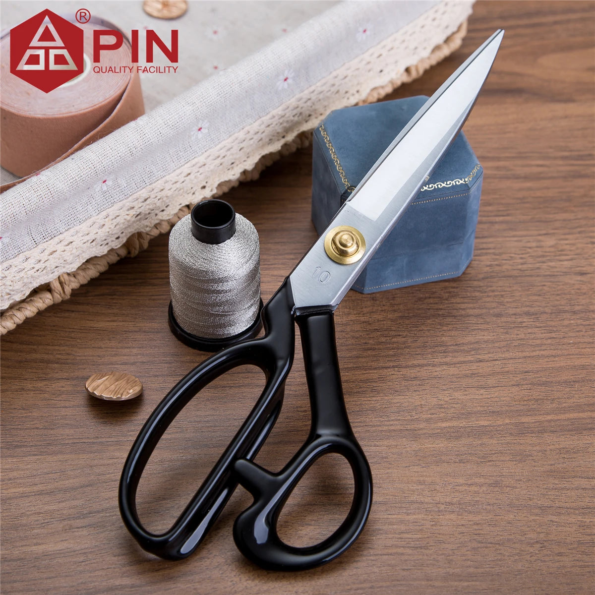 Ciseaux de tailleur pour gauchers PIN 10/12 pouces, ciseaux à tissu et cuir en acier inoxydable, ciseaux de couture ergonomiques pour gauchers