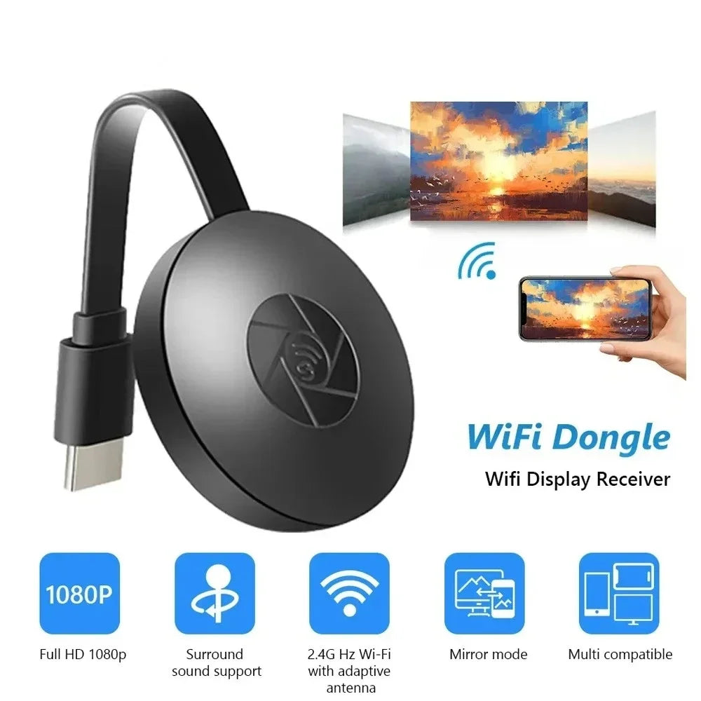 Portable 1080P HD TV Stick Video Receiver Display Screen Samll WiFi Dongle Adapter for Android/iOS Smart TV Box Miracast Chrome