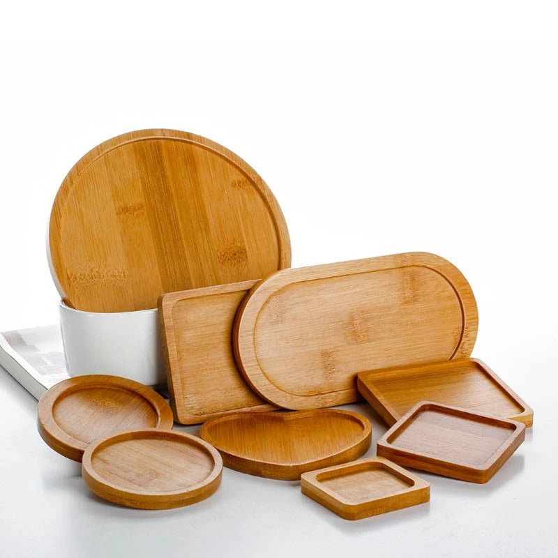 Multi Bambus Tablett Holzuntersetzer Blumentopfuntersetzer Tassenuntersetzer Untersetzer Teller Küchen Deko Teller Kreativer Untersetzer Kaffeetassenmatte