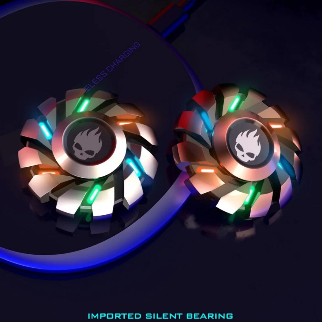 YIJOO Leuchtender Fingerspitzen-Kreisel EDC Sensorik-Spielzeug Metall Leiser Fidget Spinner Regenbogenlicht Fidget Toys