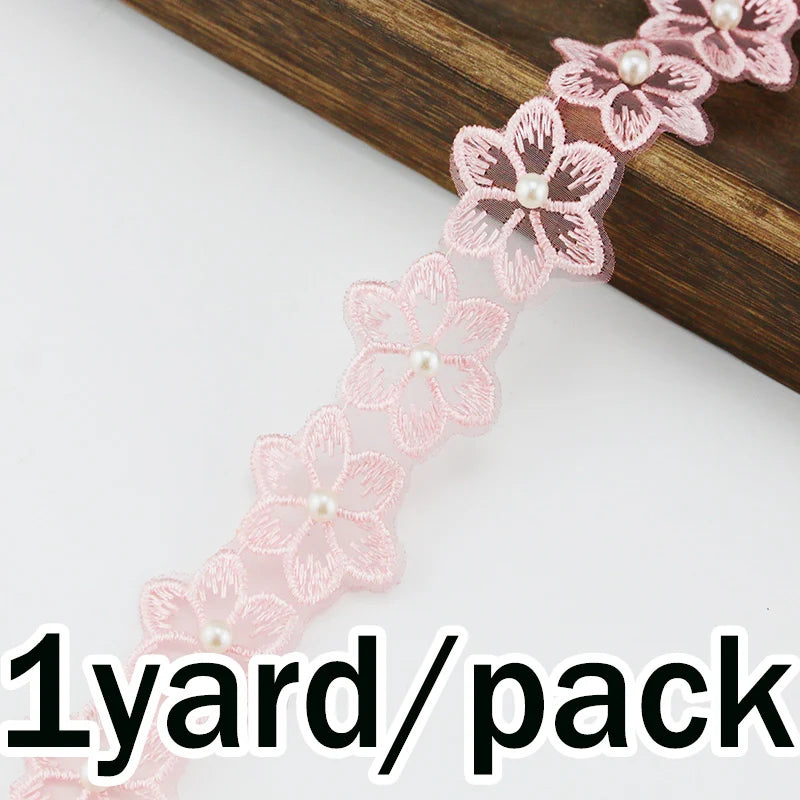 (1 Yards/roll) Width 3.4cm Color Nail Bead Eugen Yarn Six Flap Lace Clothing Matching Design Sense Girl Diy