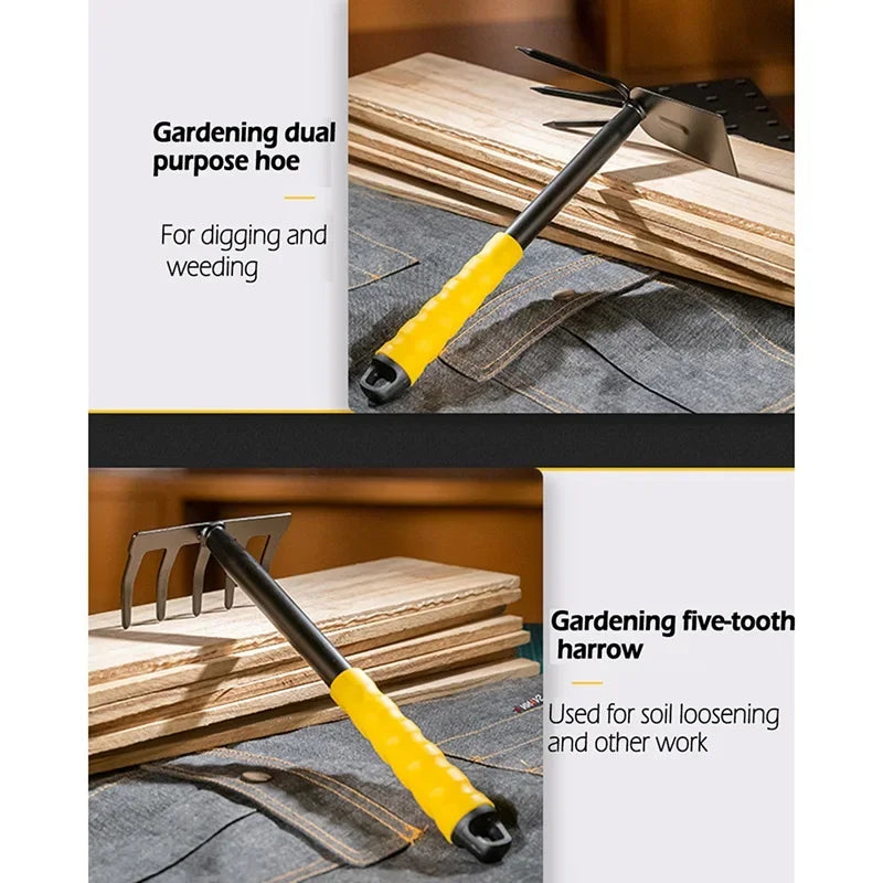Ensembles d'outils de jardinage Deli, pelle, houe, râteau 1/3/4 pièces avec poignée revêtue de PP, outils de jardinage pour pelouse, ferme, transplantation, bonsaï