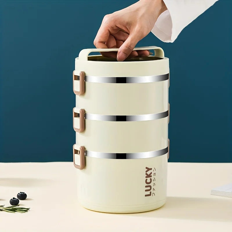 large-capacity stainless steel lunch box with a thermal lunch bag – a heat-sealed lunch box for use in schools, during camping