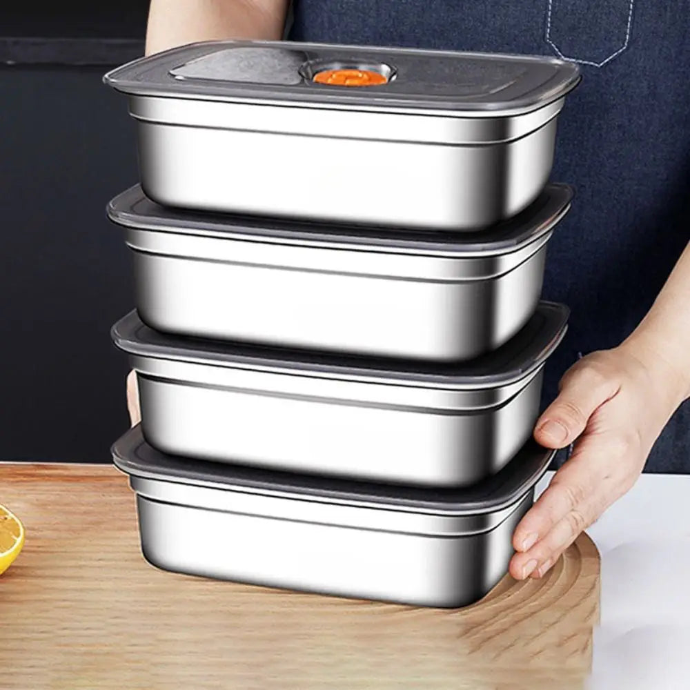 Edelstahl Camping Brotdose, versiegelt, auslaufsicher, Bento Box, Mikrowellen-geeignet, großes Fassungsvermögen, Kühlschrank-Gefrierfach Aufbewahrungsbox