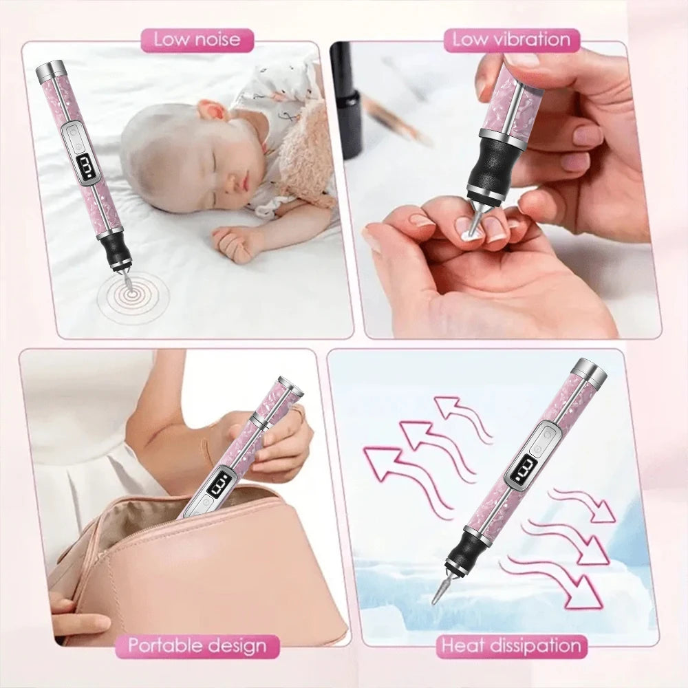 YIKOOLIN Tragbares elektrisches Nagelbohrerset, 4 Geschwindigkeiten, professionelles Maniküre-Pediküre-Set für Nagelsalons, Peeling und Polieren