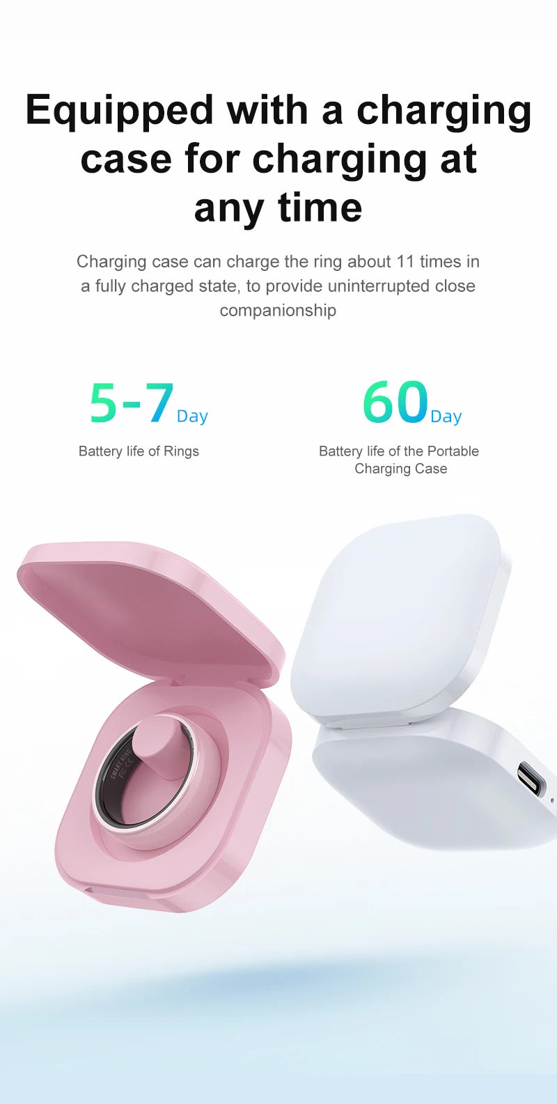 Bague Intelligente R12 Étanche 5ATM avec Étui de Chargement Hommes Femmes Moniteur de Fréquence Cardiaque et de Sommeil Smart Ring Sport Pour Téléphone Xiaomi Samsung