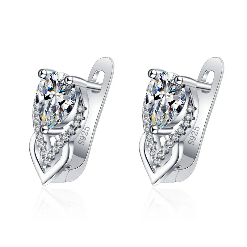 Ohrringe aus 925er Sterlingsilber, Schmuck, hochwertige Retro-Ohrringe mit einfachem Muster, lila-weiße Zirkon-Ohrringe, Bestseller