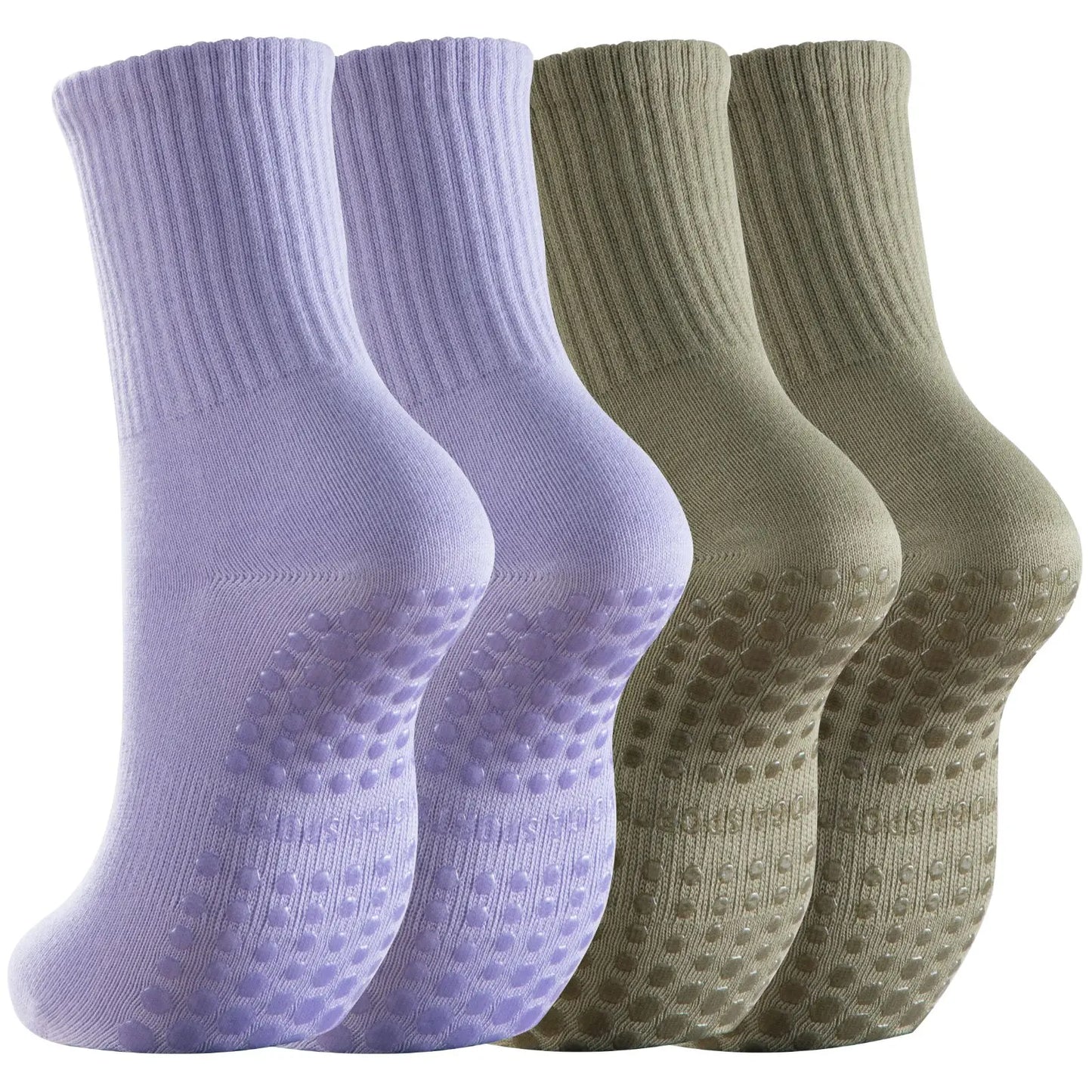 RMSWEETYIL 2 Paar Pilates Yoga Socken mit Noppen für Damen, rutschfeste Griffsocken für Tanz, Ballett, rutschfeste Übungs-Klebesocken für Damen