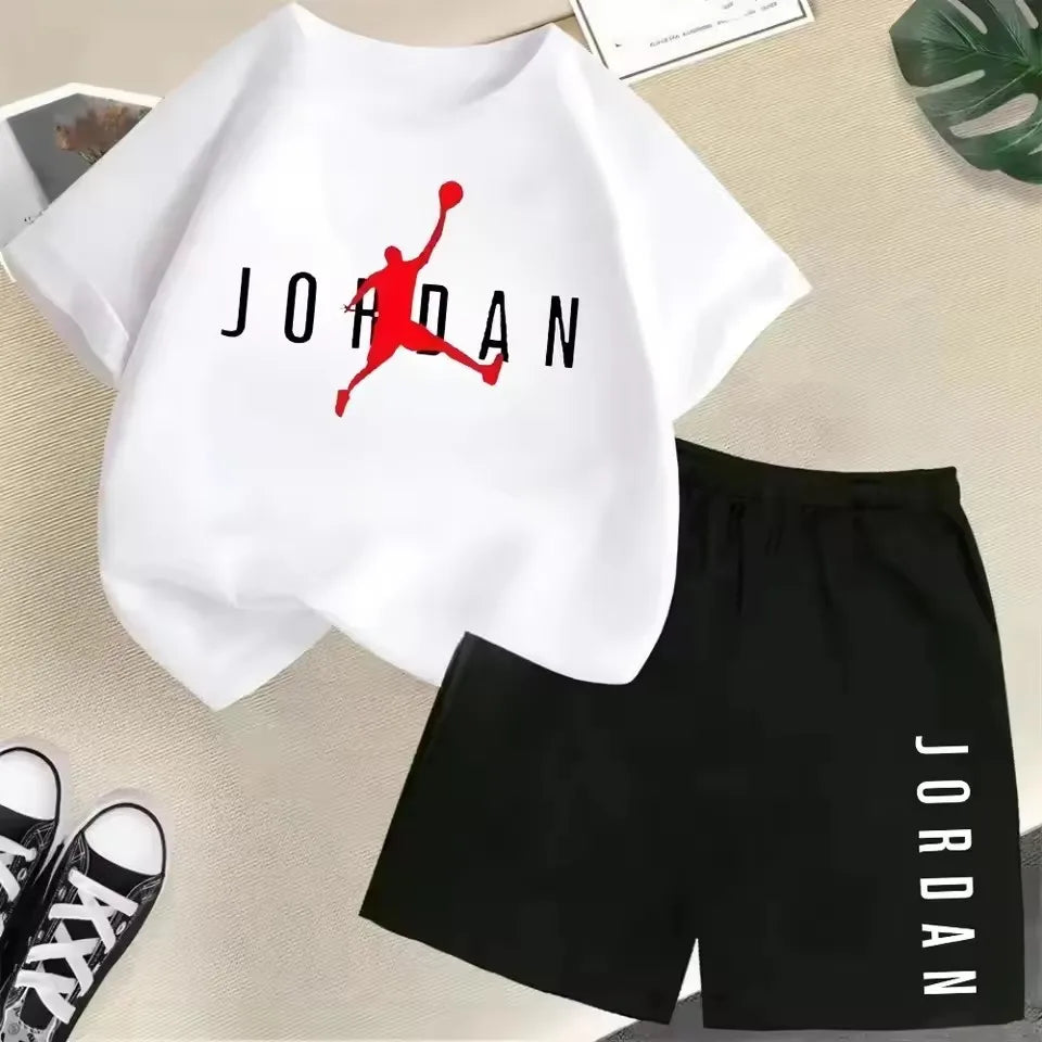 Sommer Kurzarm Kinder Set Slam Dunk Master Muster Print Sport T-Shirt + Shorts 2-teiliges Set Kinder Jungen Mädchen Mode Trainingsanzug