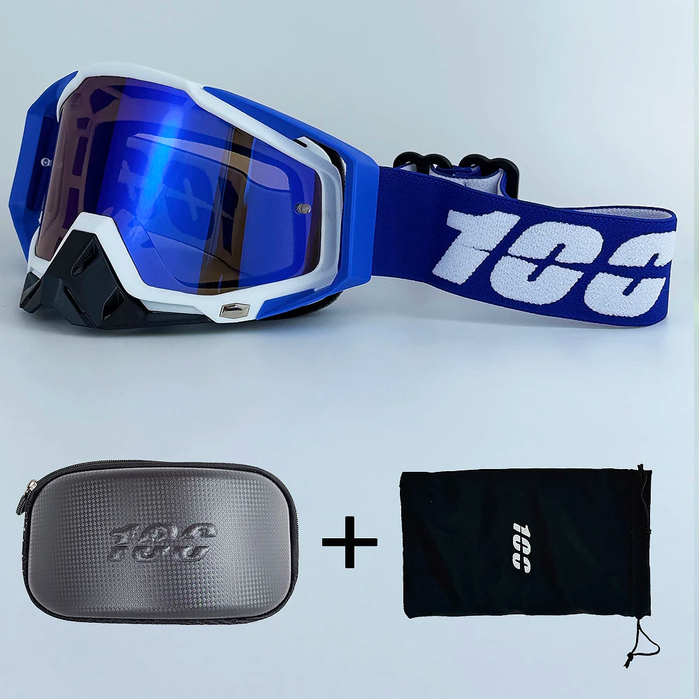 100 Masques de Motocross Lentille HD Homme Lunettes de Moto Lunettes de Protection Femme Moto MX VTT Lunettes de Soleil Accessoires Vélo Tout Terrain