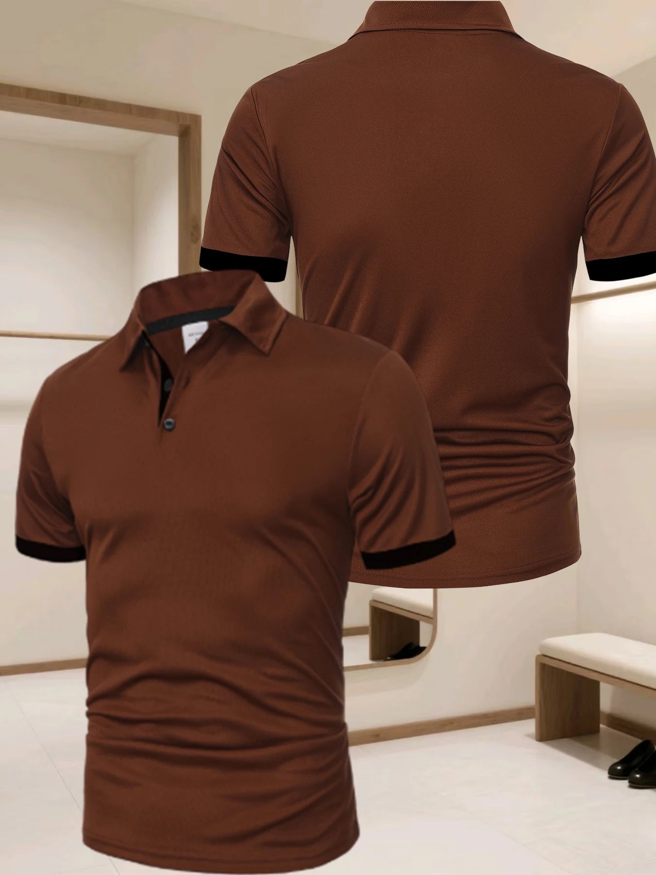 Haut de polo pour homme, haut de t-shirt de sport d'extérieur contrastant, polo de sport d'extérieur respirant pour homme, polo contrastant tendance