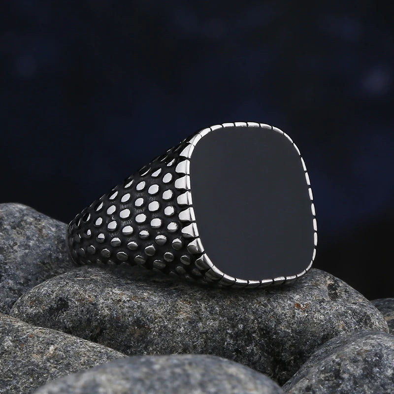 Simple Mode Edelstahl mit schwarzem Achatstein Ringe für Herren Damen Hochwertiger Hochzeitsschmuck Geschenke Dropshipping