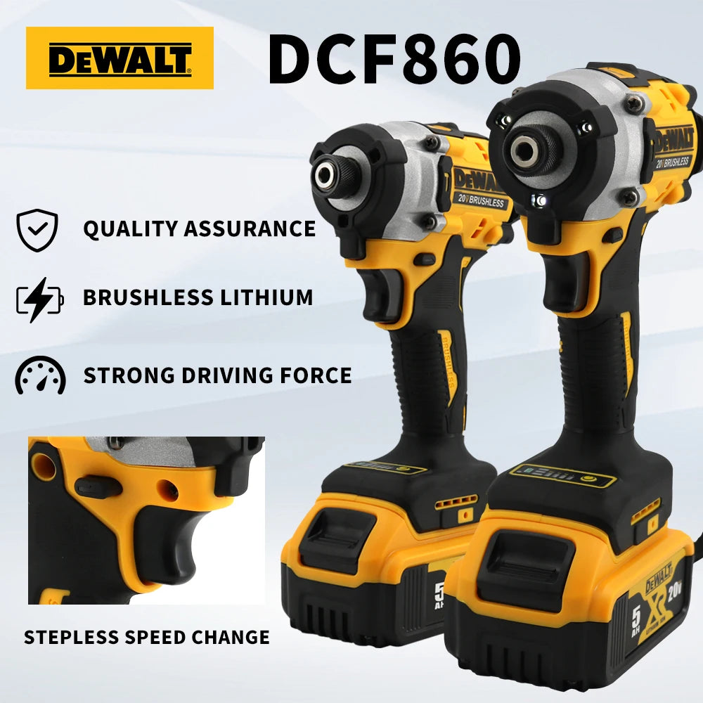 Dewalt DCF860 Wireless Brushless Screwdriver 20V Lightweight Impact Electric Tool Portable Power Drill for Home Improvement