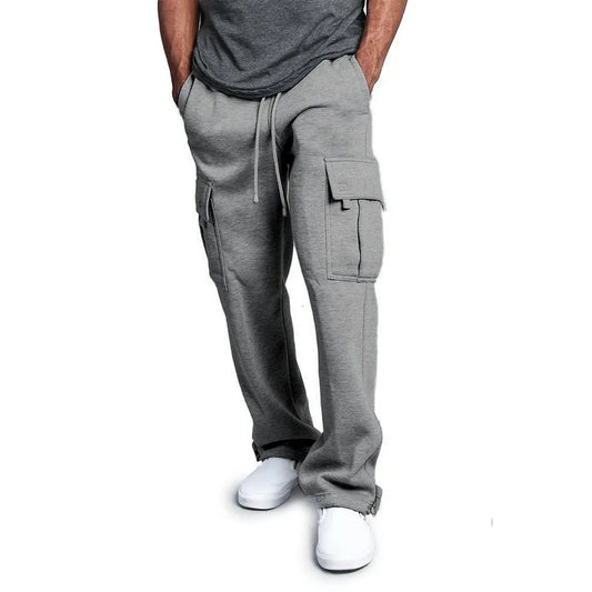 Spring and Autumn New Men's Sports Leisure Trousers Multi-pocket Loose Solid Color Cargo Work Pants Streetwear Men Pants