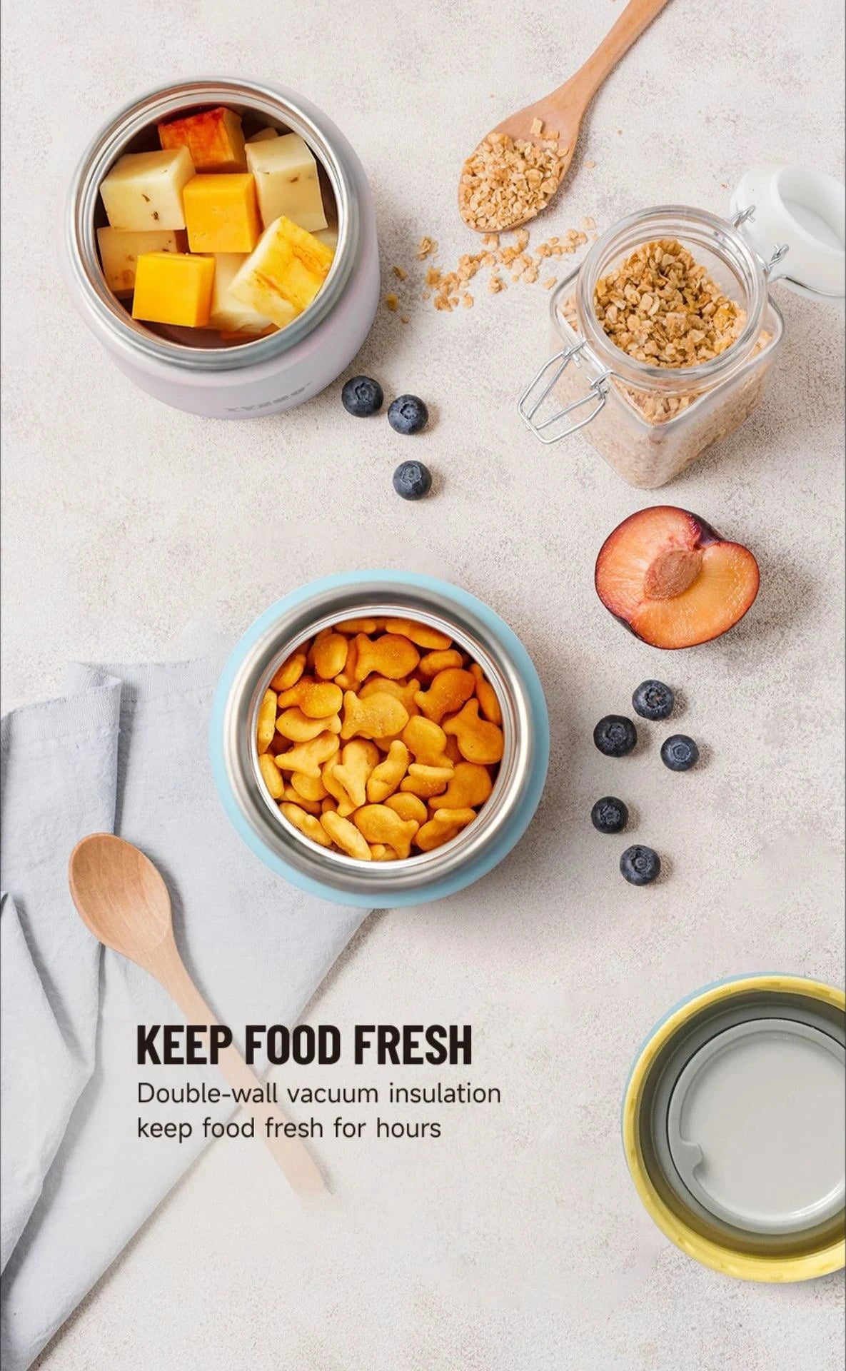 Tyeso 200ml Thermoses Stainless Steel Thermal Insulated Food Jar Lunch Box Office Meals Vacuum Flasks Portable Breakfast Cup