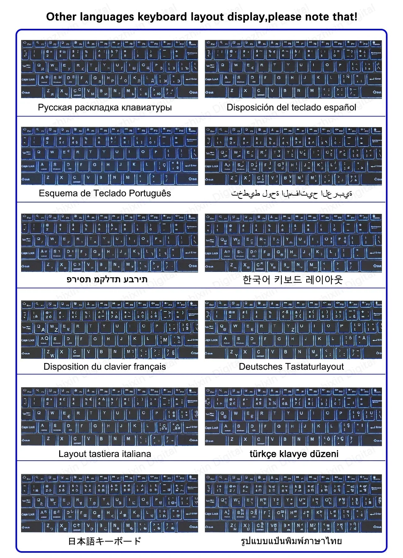 Mini RGB-Hintergrundbeleuchtungs-Tastatur 10 Zoll Bluetooth Kabellose Maus Wiederaufladbar für Spanisch Russisch Hebräisch Koreanisch Französisch Arabisch Portugiesisch