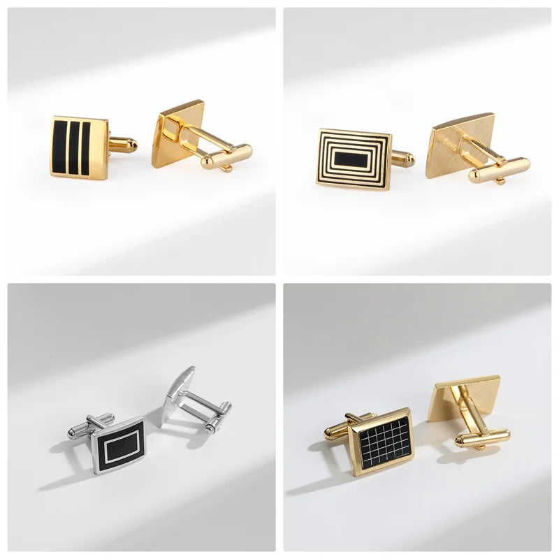 1 Paire Boutons De Manchette Carrés En Cuivre Et Pinces À Cravate Pour Hommes, Cadeaux De Mariage De Luxe, Bijoux De Mode, Poignets Pour Hommes