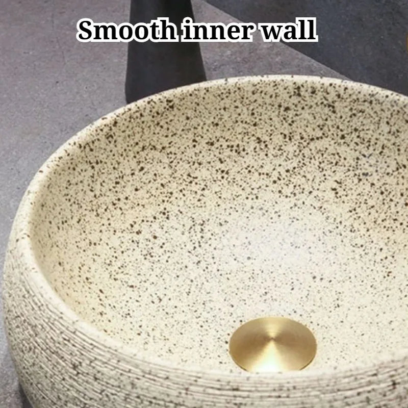 Vintage Art Ceramic Bathroom Sink Scratch Resistant Wear-resistant Easy Clean Washbasin Durable Household Bathroom Fixture