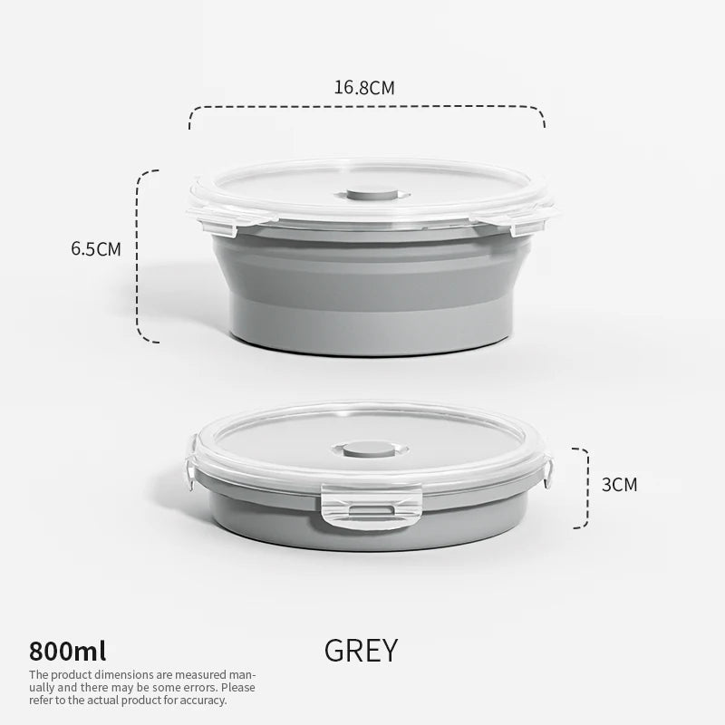 Boîtes de Conservation Alimentaire Pliables Boîte à Repas en Silicone avec Couvercle Bols Alimentaires Boîte à Repas Empilable pour Cuisine et Congélateur