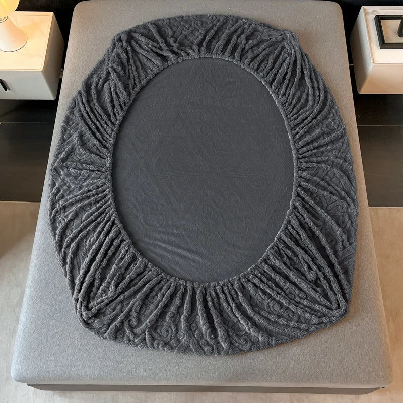 Jacquard Winter Dick Warme Korallen Plüsch Matratzenauflage Hohe Elastizität Rutschfest Atmungsaktiv Geeignet Schlafzimmer Weiches Bettlaken