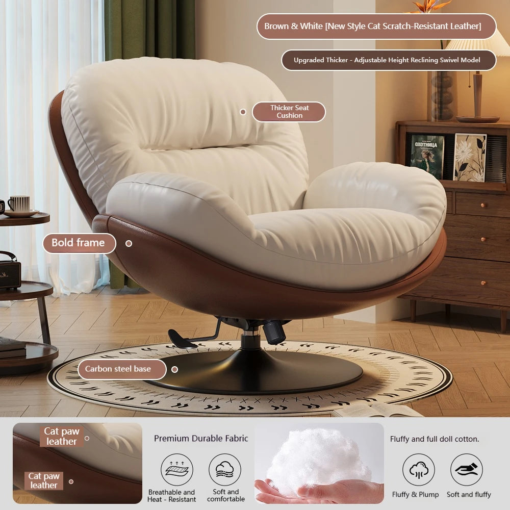 Luxuriöser Wohnzimmer Sessel Weich Liegender Relaxsessel für Zuhause Höhenverstellbar Moderner Schlafzimmer Drehstuhl Sofasessel Möbel