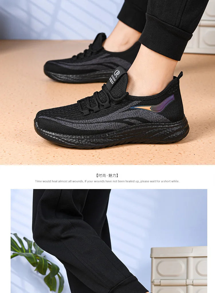 Chaussures de sport et de loisirs à semelle souple, anti-odeurs, respirantes et confortables pour hommes, idéales pour le travail, collection printemps et automne.