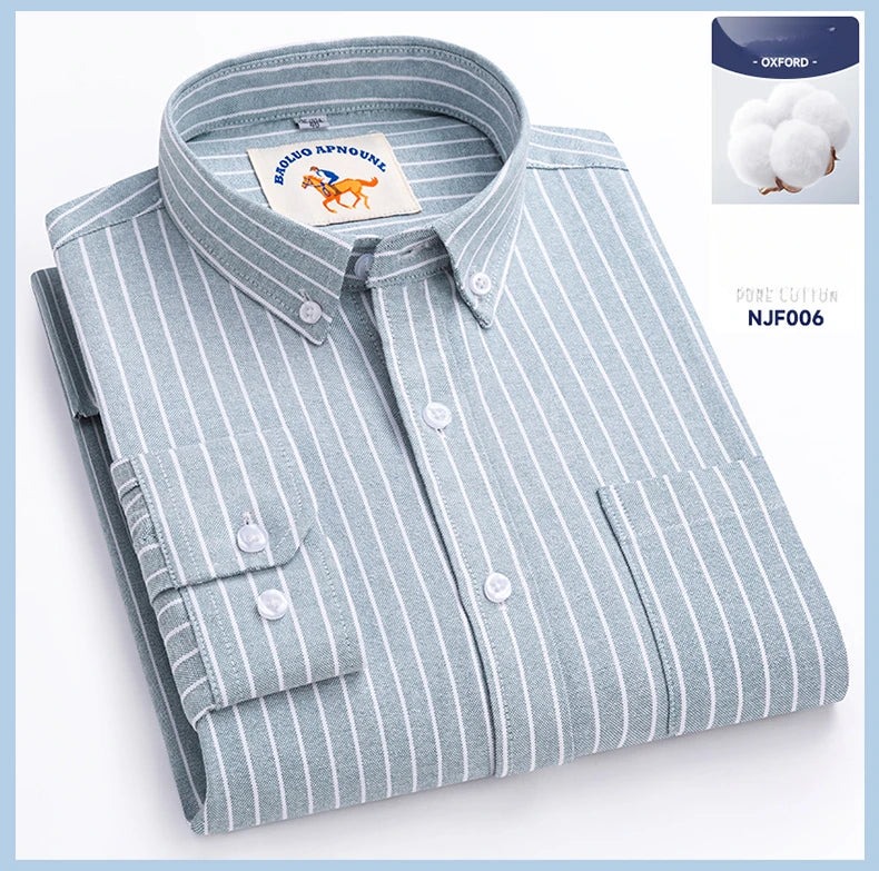 Chemises Oxford à manches longues en 100 % coton pour homme, grandes tailles 8XL, coupe ajustée, unies ou rayées, pour le bureau, couleur blanche, tenues professionnelles