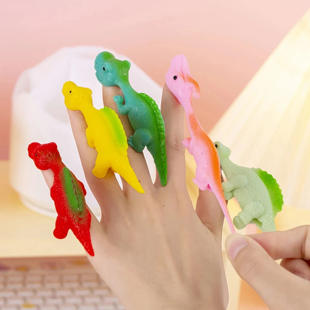 Lot de 10 Lance-Dinosaures Créatifs à Catapulte, Jouets Muraux Adhésifs pour Adultes et Enfants, Jouet Anti-Stress Lance-Dinosaures