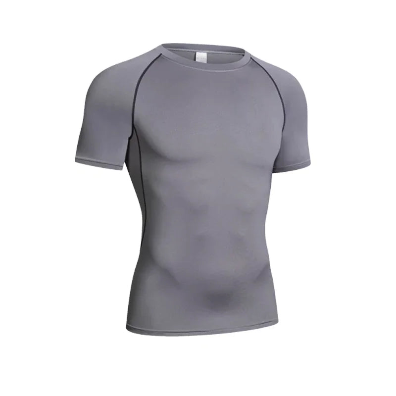 Sport T-Shirt Herren Kompressions Laufshirt Elastisches Langarm Fitness Sport-Top Gym Workout Unterhemd Sportbekleidung