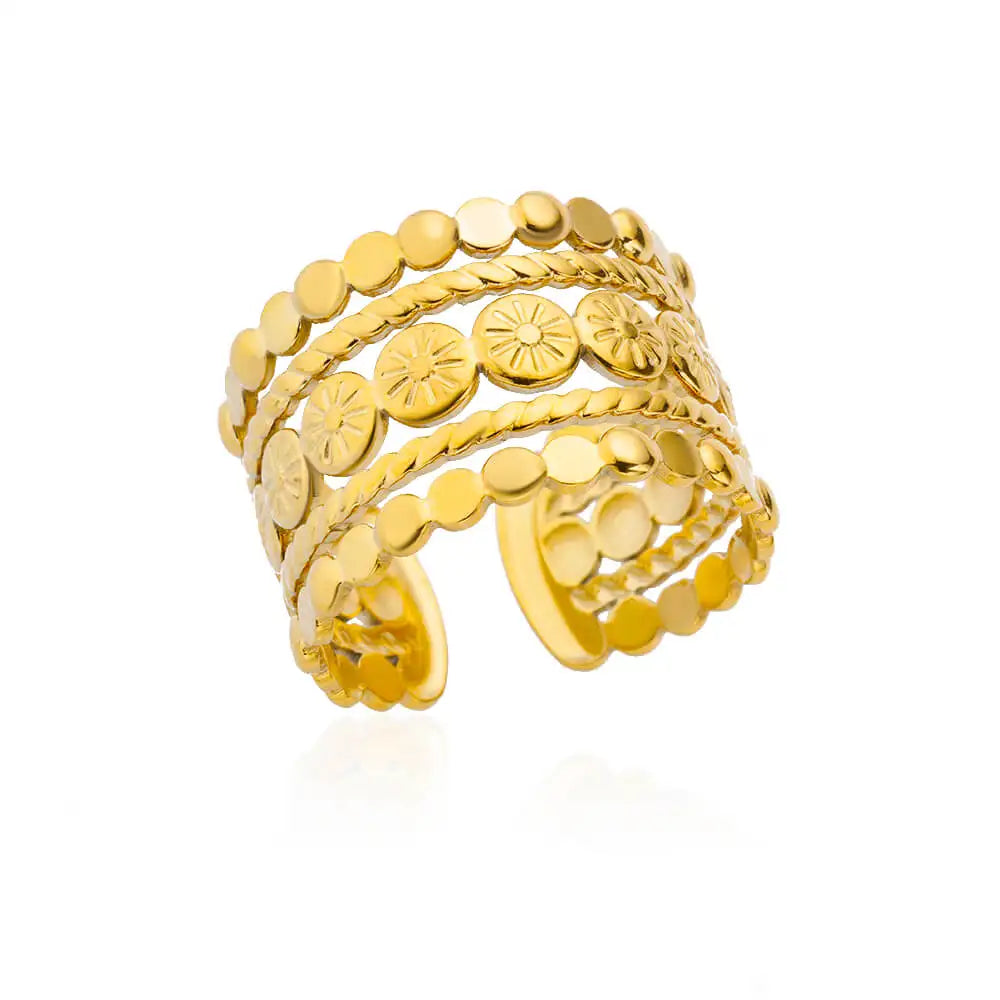 Edelstahlringe für Damen 2024 Trend Offener Goldfarbener Doppelperlenring Hochzeit Ästhetischer Schmuck Paar Geschenk anillos