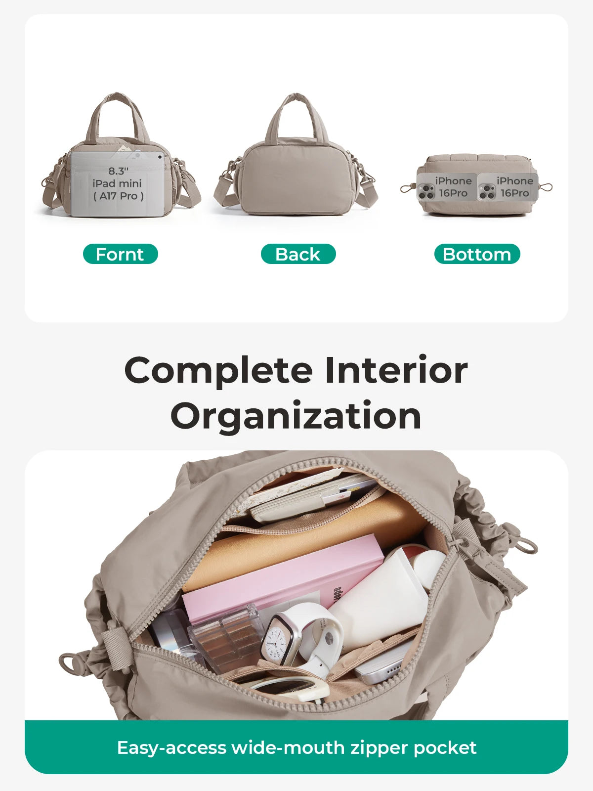 Sac à bandoulière BAGSMART pour femmes, grande capacité, sac bandoulière, pochette quotidienne décontractée pour étudiantes et navetteuses, sac à main polyvalent pour les loisirs