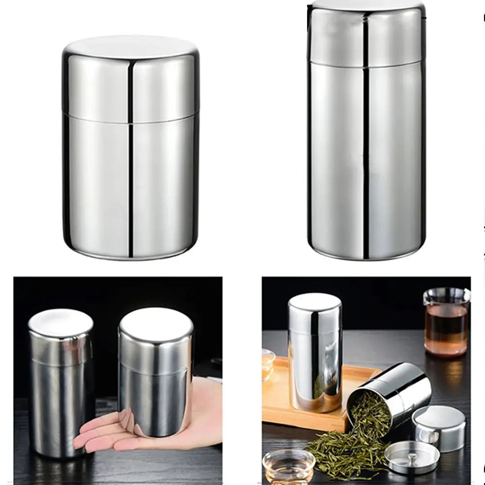Hiqh Quality Stainless Steel Tea Tin 400ml/550ml Moisture-proof Tea Jar Large Capacity Sealed Tea Can for Home&Travel