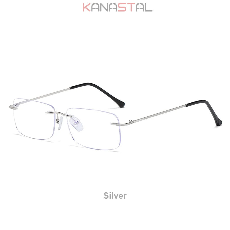 Lunettes de lecture anti-lumière bleue pour femmes, monture sans bords à découpe diamantée, pour hommes, anti-fatigue, hypermétropie, presbytie +1,5