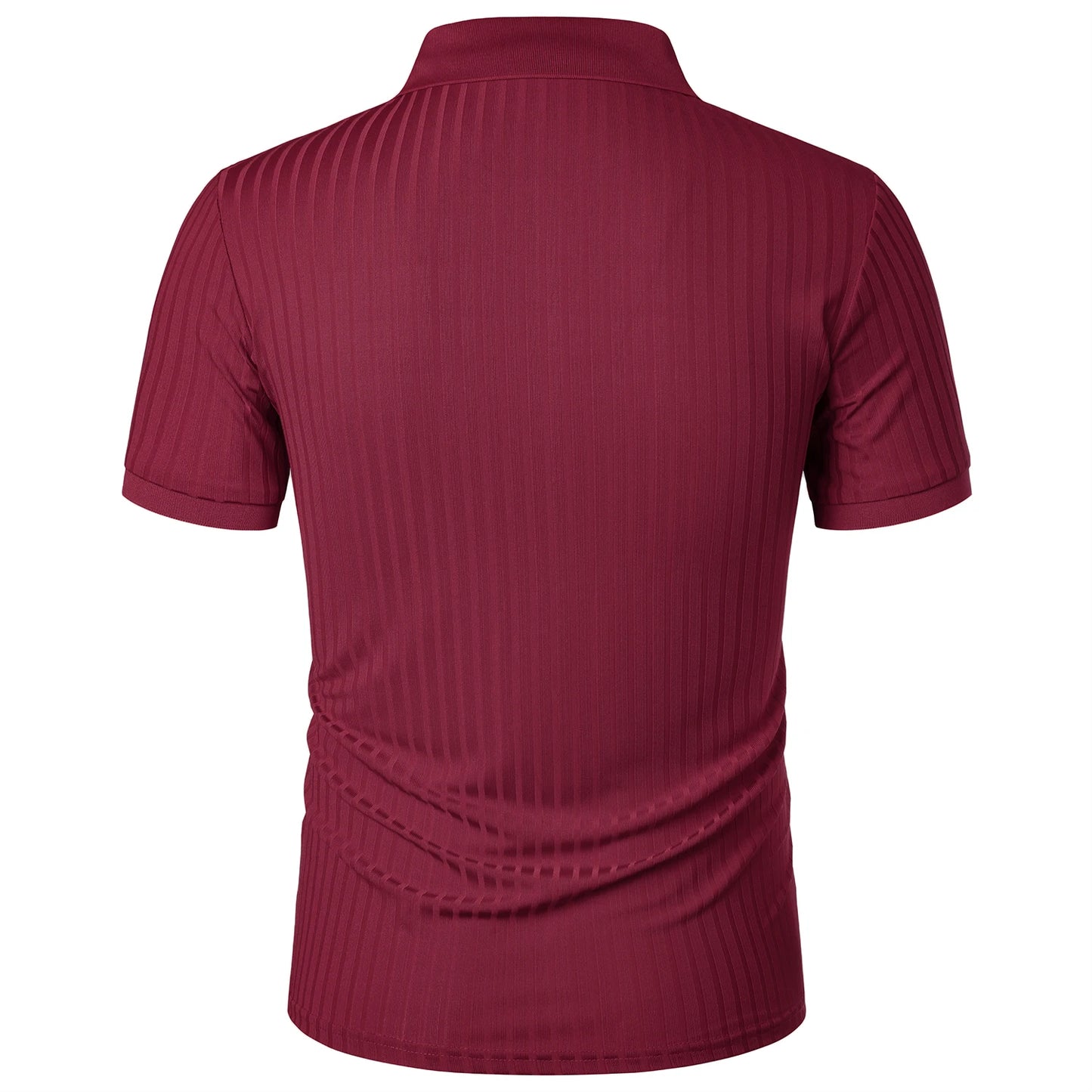 Herren Lauf-Sport-Fitnessbekleidung Sommer hochelastisches, vertikales Kurzarm-Polo-Shirt schlankes Strick-Basis-Shirt