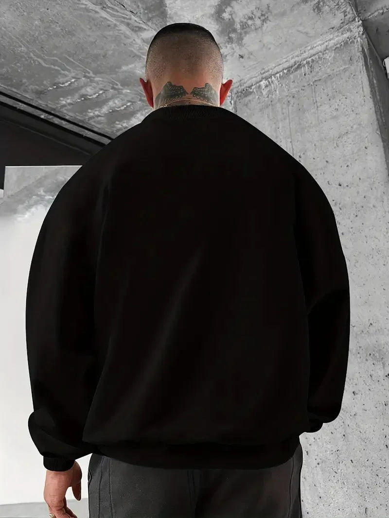 The new men's round-neck sweatshirt for Spring and Autumn 2025 features a casual fashionable and comfortable 3D pattern print