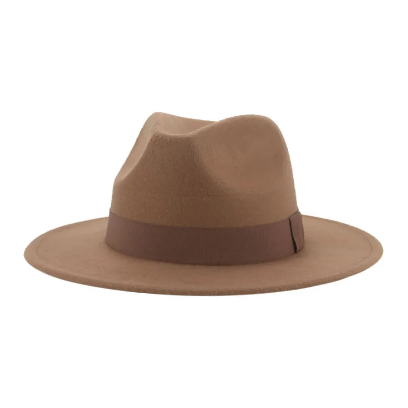 Chapeau Fedora Femme Chapeaux d'hiver pour femmes Bande de ruban Chapeau homme Large bord Classique Beige Mariage Eglise Chapeau melon Nouvelle casquette chapeau femme