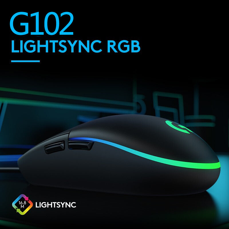 Souris de jeu Logitech (G) G102 Souris RVB Conception légère 200-8000DPI Souris ergonomique de deuxième génération Souris d'ordinateur