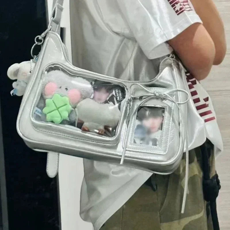 Sac bandoulière d'école pour femme, créateur japonais, sac à main, bourse Y2k Harajuku, sac à bandoulière pour femme, sac transparent coréen